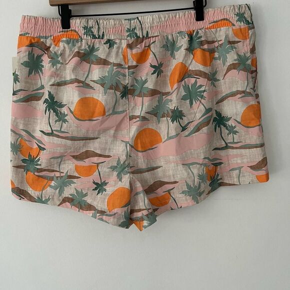 NEW Alpine Design Elastic Waist Woven Shorts Shortie Sunset Palm Tree womens XXL - Picture 2 of 3